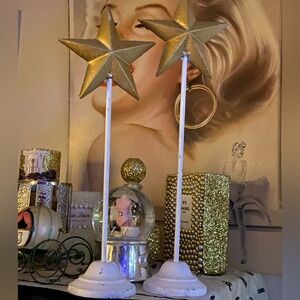 Vintage wrought iron Gold Star Candle decor